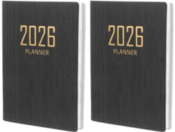 Juego de 2 agendas pequeñas con líneas negras, tamaño 2026, agenda portátil de papel para oficina y escuela, Gokoco