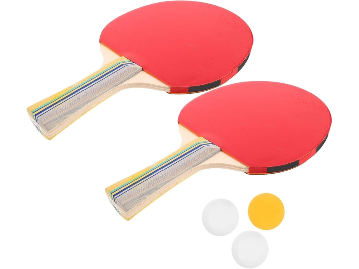 Raquetas de tenis de mesa con mango largo, 2 unidades, madera.