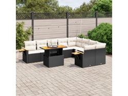 Conjunto de sofás de jardín de 10 piezas DKD Home Decor con cojines de mimbre negros