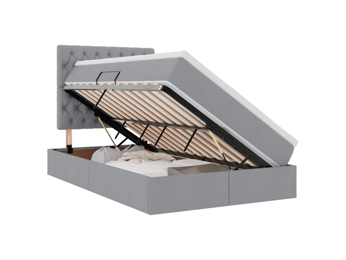Syfax™ Cama Con Almacenamiento Y Colchón Gris Claro 120 X 200 Cm