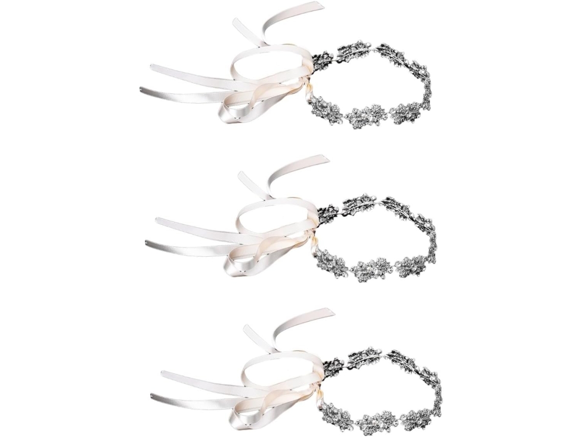 Conjunto De Corona Nupcial Ajustable De 3 Piezas Con Cinta Ajustable: Elegante Accesorio Para Fiestas Y Eventos.