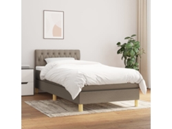 Cama Box Spring Con Colchón Tela Gris Taupe 100x200 Cm