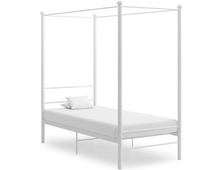 vidaXL Estructura de cama con dosel metal blanco 90x200 cm