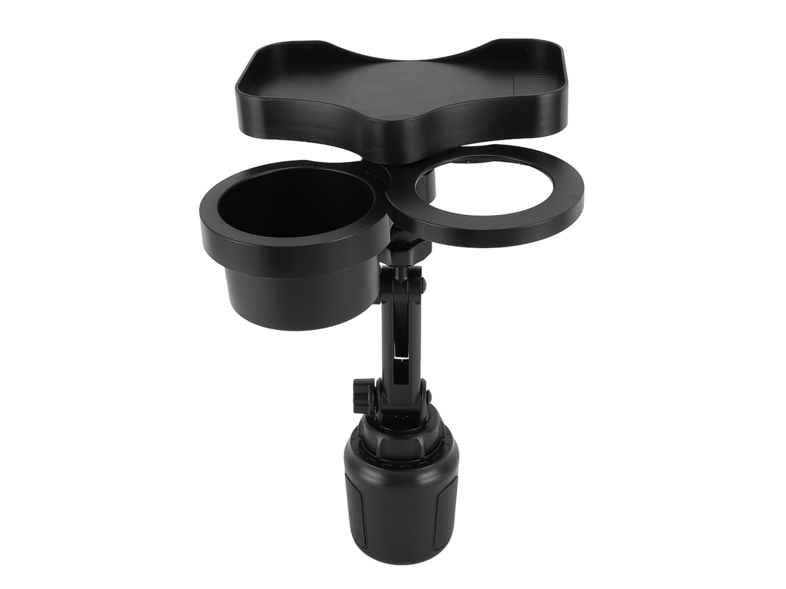 Porta-copos Para Carro 2 Em 1 Com Bandeja Giratória 360° Base Ajustável Anti-deslizante Multifuncional