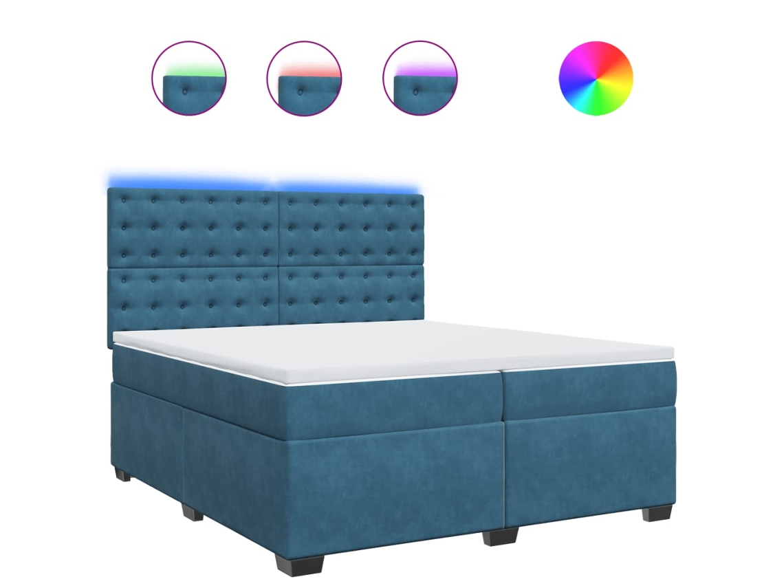 Maison Exclusive - Cama Box Spring Con Colchón Terciopelo Azul 200x200 Cm