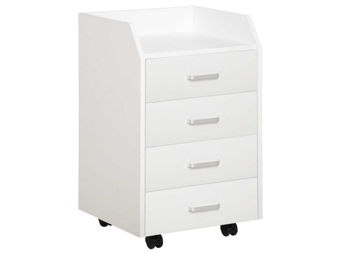 Armário de Escritório com 4 Gavetas, Tampo com Espaço de Armazenamento, 40x36x65 Cm, Branco S/MARCA