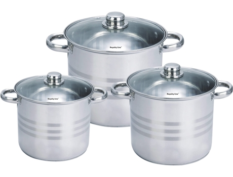 Juego de Ollas de Acero Inoxidable Mate de 8 a 12,5 litros RL-SP-3 ROYALTY LINE