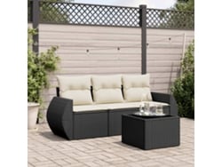 Conjunto de sofás de jardín de 4 piezas DKD Home Decor con cojines de mimbre negros