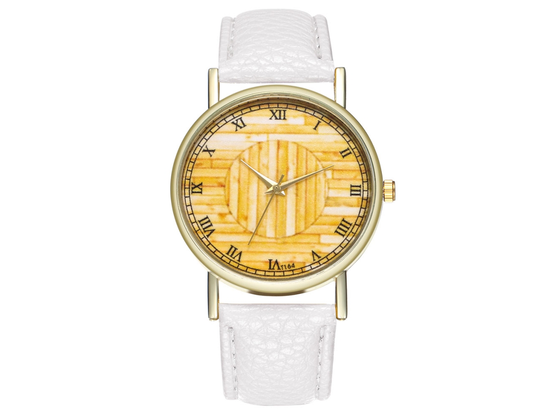Elegante Reloj De Pulsera Analógico Con Bisel Redondo Y Movimiento De Cuarzo Blanco.