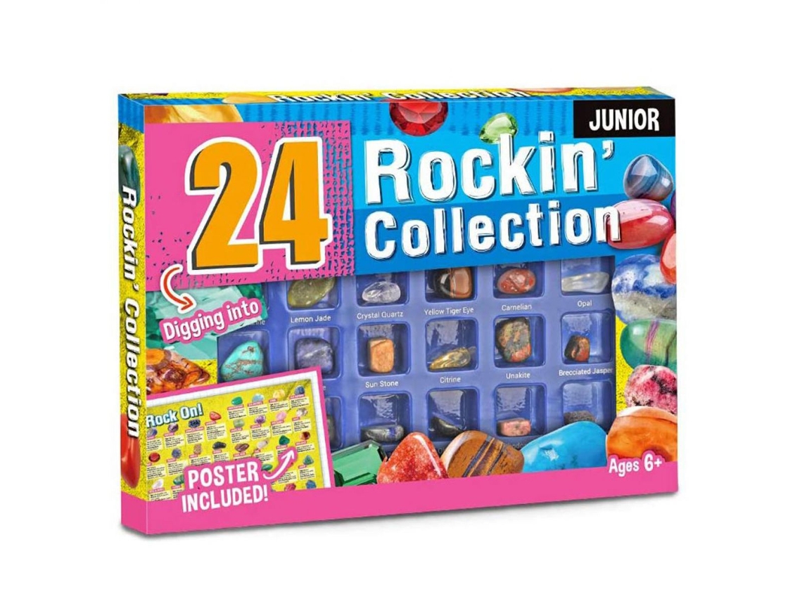 JILLIOPER Kit de Muestras de Piedra Natural para Niños, Roca y Minerales para Enseñanza Científica, Juguetes DIY para Chicos y Chicas, Regalos de Navidad y Cump