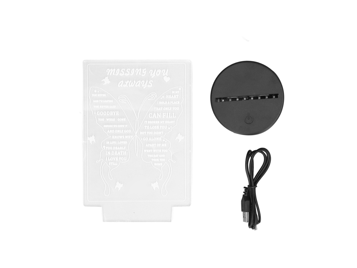 Luz nocturna 3D con control táctil de 7 colores con animales, letras, USB, batería recargable