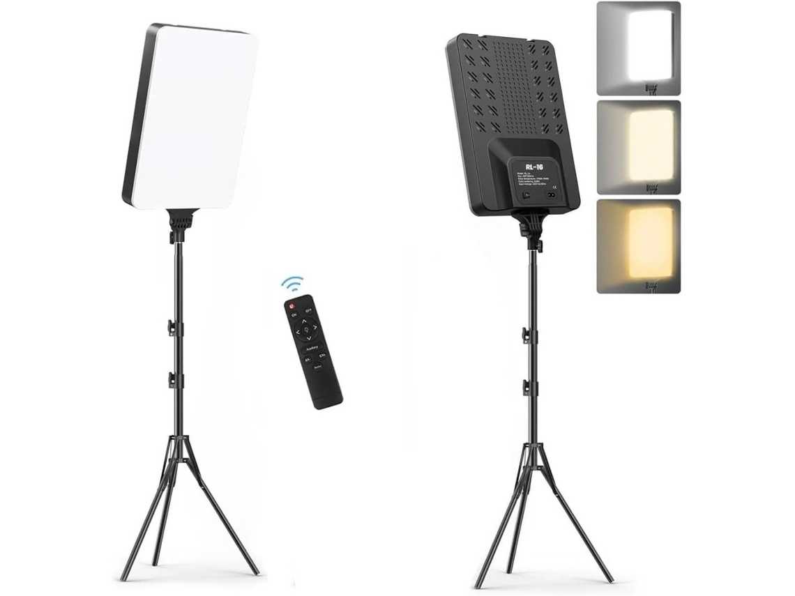 Panel de iluminación fotográfica con luces LED de pantalla de 19 pulgadas, 2700k, 7500k, control remoto con trípode regulable Coshano (1 luz, 1 trípode)