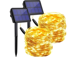 Farolas Solares Exteriores Impermeables, Juego De 2 Unidades, 22 Metros Cada Una, 200 Led, 8 Modos De Iluminación, Bajo Consumo Energético