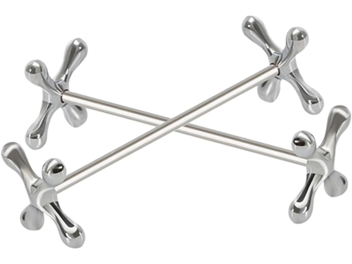 Soporte Compacto Para Palillos De Mesa Con Forma De X En Metal Plateado.