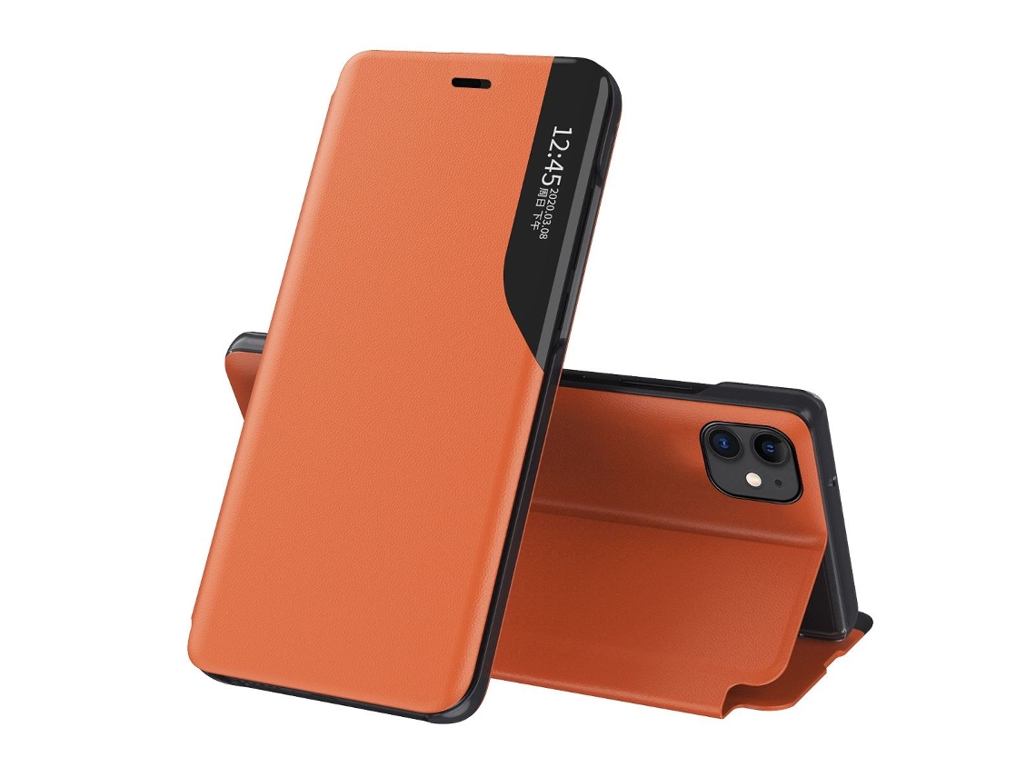 Estuche Cuero para iPhone 13 Pro Max Naranja