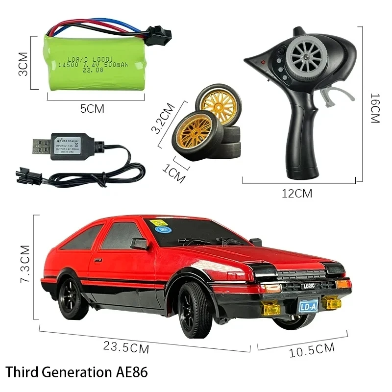 (rojo) Coche De Deriva Controlado A Distancia Con Giroscopio 2.4g Con Luces Led, Modelo Controlado A Distancia A Escala Real.