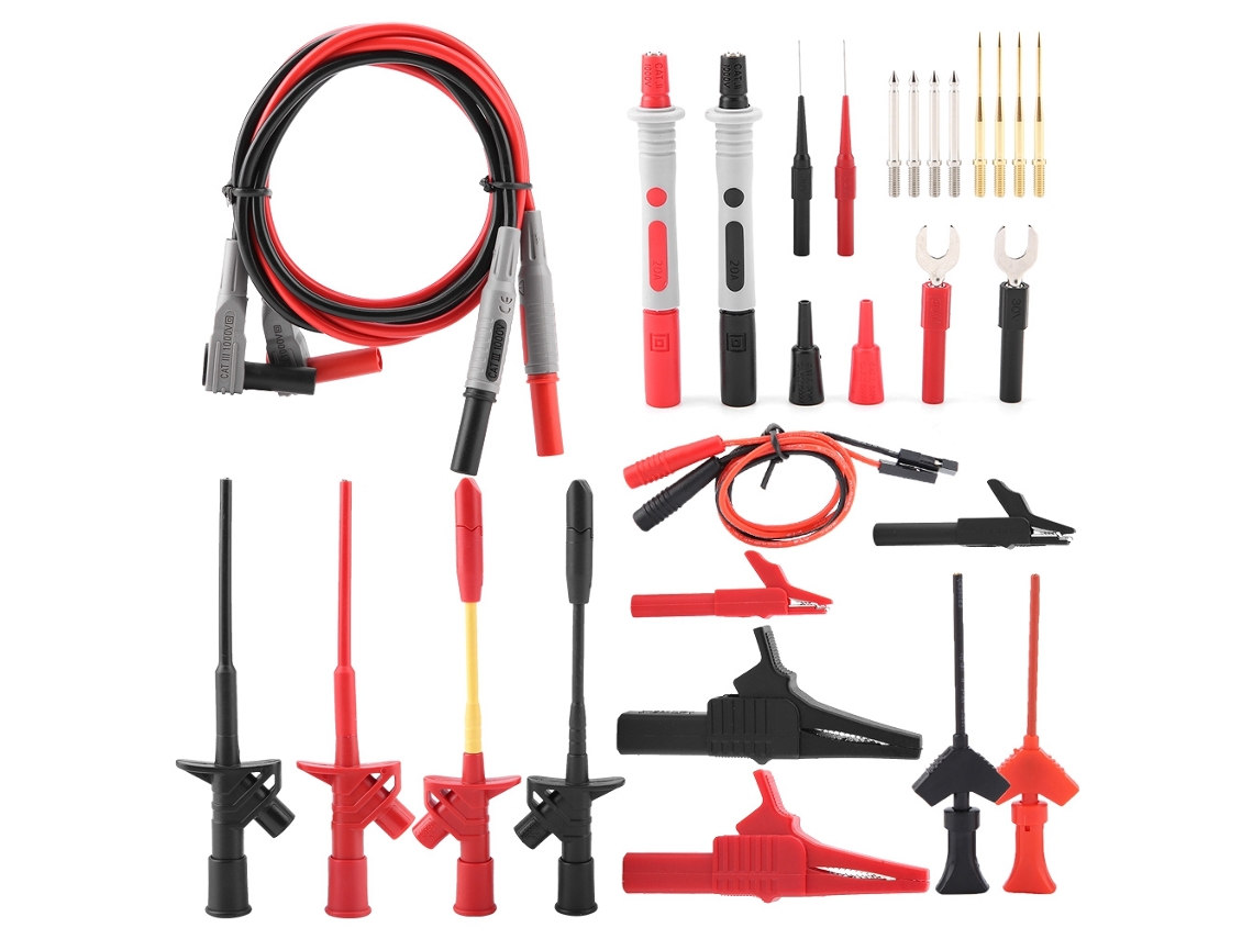 Kit De 28 Sondas De Prueba Para Multímetro P1300f Con Conector Banana De 4 Mm Y Accesorios.