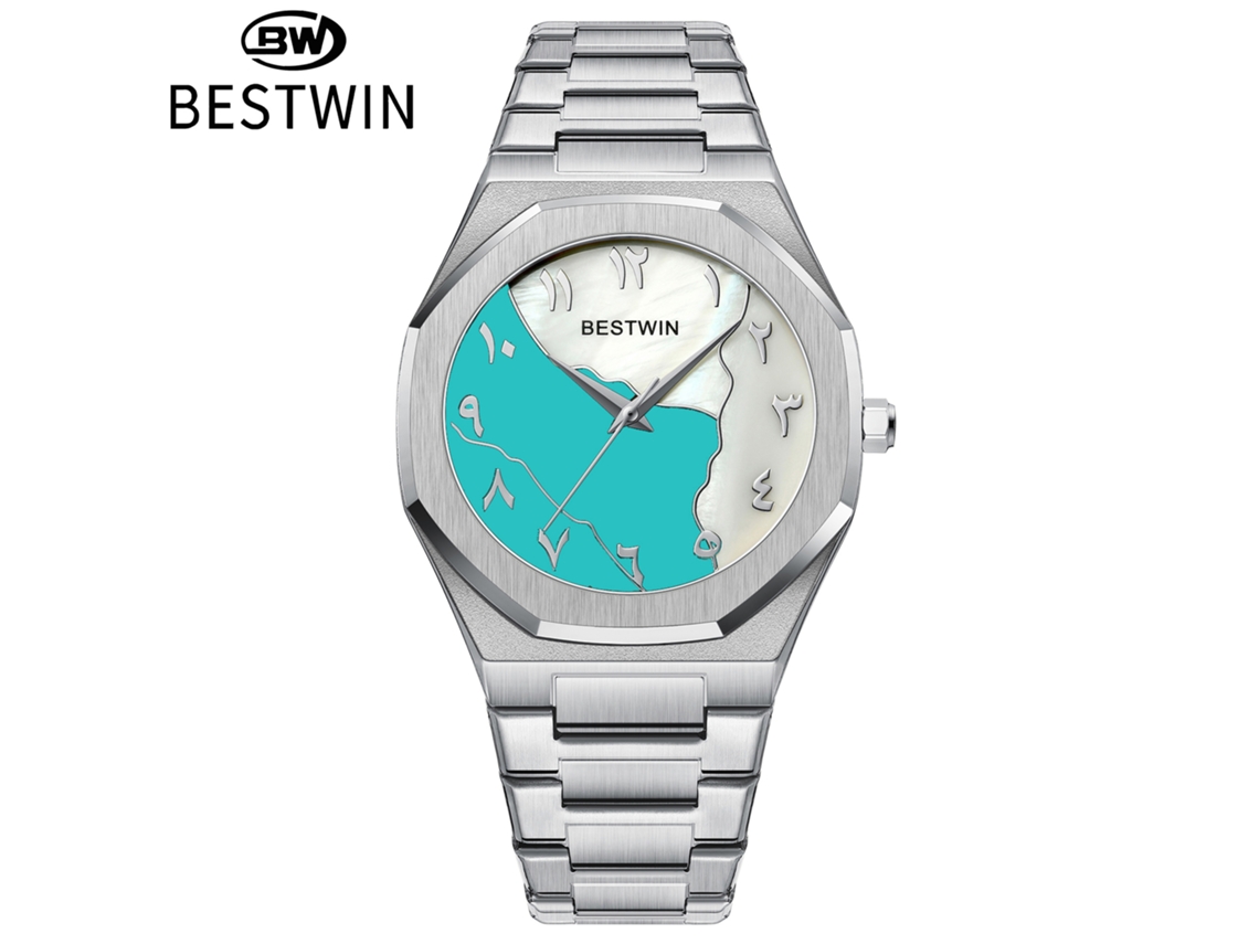 Reloj De Hombre (blanco Tiffany Blue) Con Esfera De Nácar