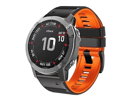 Correa para Garmin Fenix 7/7X/6/6X/5/5X 22 mm Correa de reloj de silicona bicolor Negro Naranja VENISYMLIS