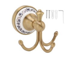 Elegante Gancho Decorativo De Pared Para Baño Y Sala De Estar, Fabricado En Cobre, Acero Inoxidable Y Cerámica.