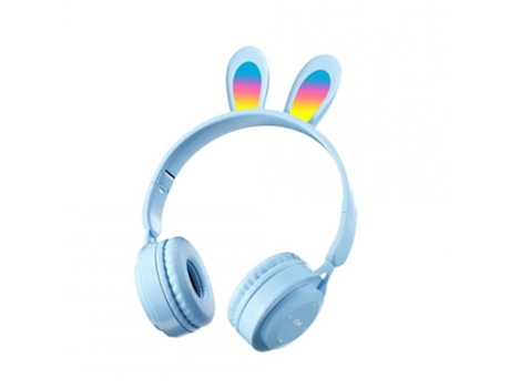 Auriculares Inalámbrico Y08R con diseño de orejas de conejo Control táctil Música Regalos para niñas Azul
