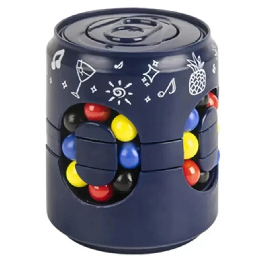 Tarro giratorio con cubos de frijoles, un juguete educativo y antiestrés para niños.