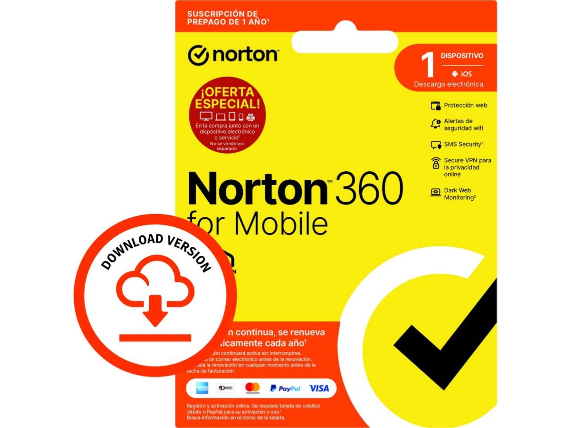 Software NORTON 360 Mobile (1 Dispositivo - 1 año - Formato Digital)