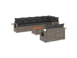 Maison Exclusive - Set De Muebles De Jardín 9 Pzas Y Cojines Ratán Sintético Gris