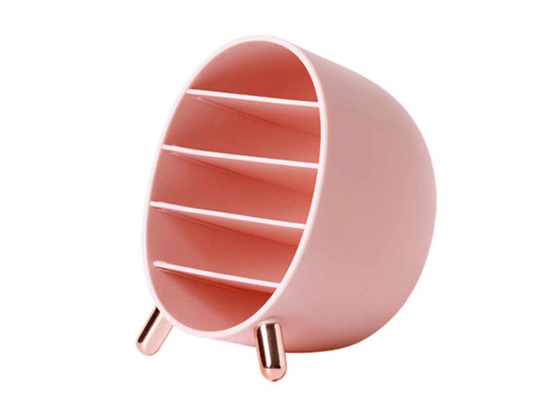 Organizadora De Maquiagem Com 5 Compartimentos Armazenamento De Cosméticos Pp Rosa Para Batons Gloss Lápis De Olhos