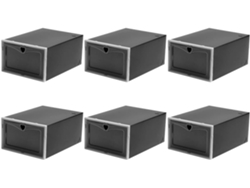 Organizadores Zapatos Pp Negro 6 Piezas Apilable Cajón Perforado Prácticos Duraderos Hogar Caja