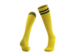 Calcetines De Fútbol Antideslizantes, Transpirables Y Largos Con Estampado De Rayas Para Niños Y Niñas (amarillos Y Negros)