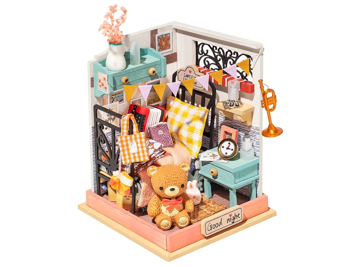Casa De Muñecas De Madera "dulces Sueños" (dormitorio), 34 Piezas, Medidas 7x7x105 Cm.
