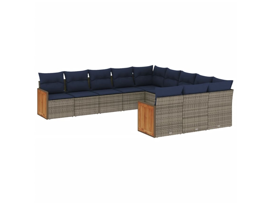 Maison Exclusive - Conjunto De Sofá De Jardín De 11 Piezas Con Cojines, Poliratán Gris