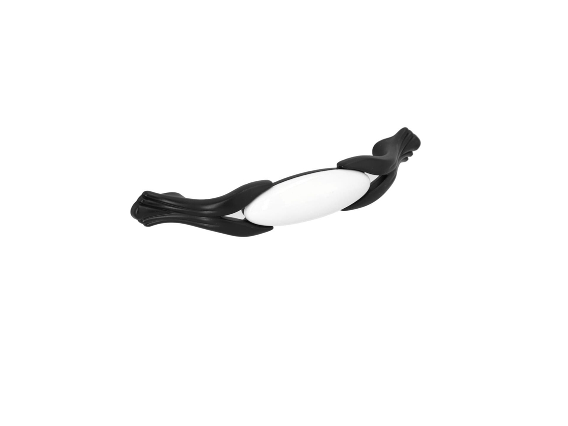 Tirador Para Muebles De Zamac Y Porcelana Distancia Entre Centros 96mm Barniz Negro Mate Lote De 6