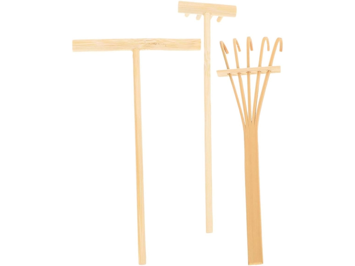 Juego De Rastrillos De Arena Pequeños De Bambú Inoomp Para Jardín Zen Y Decoración De Escritorio Agradable Para La