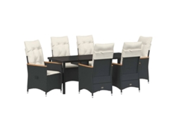 Maison Exclusive - Conjunto De Comedor De Jardín 7 Pcs Negro Ratán Sintético
