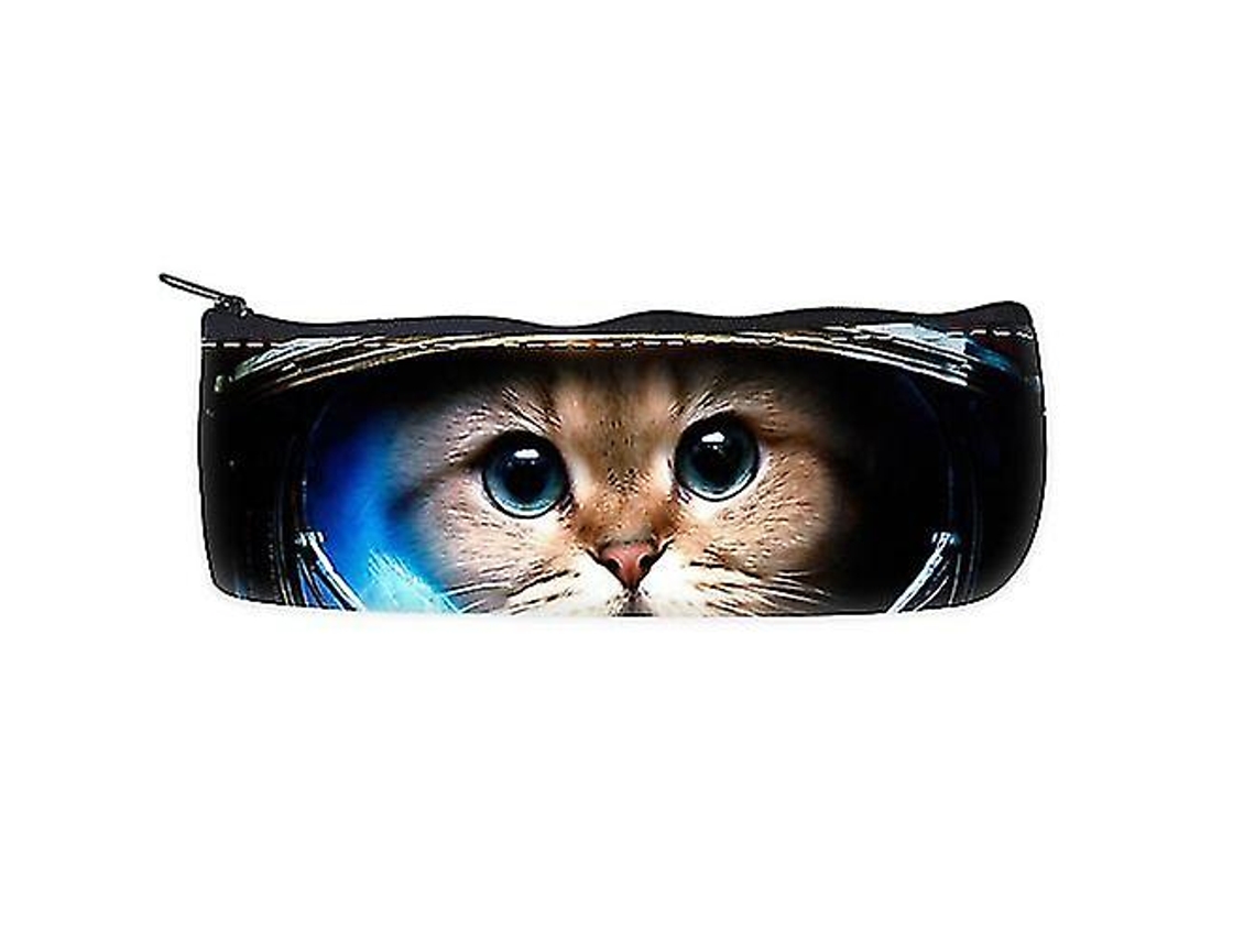 Estuche para lápices con diseño de gato astronauta, bolsa organizadora con cremallera Chennnls
