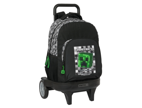 Mochila Escolar con Ruedas MINECRAFT Negro Verde Gris 33 X 45 X 22 cm