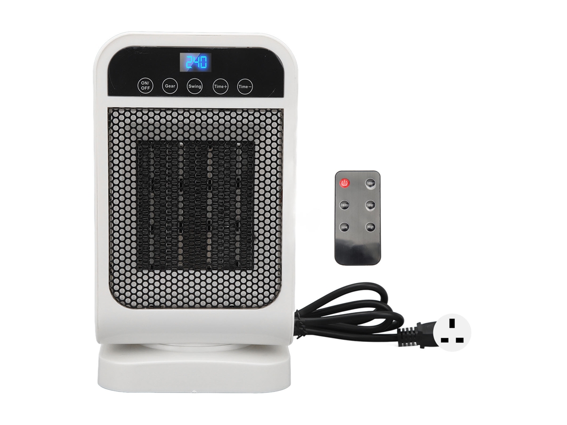 Calefactor vertical 2026 con cabezal oscilante, 1500 W, mando a distancia, pantalla táctica, silencioso, para baño, enchufe doméstico, Reino Unido, 220 V, PTC.