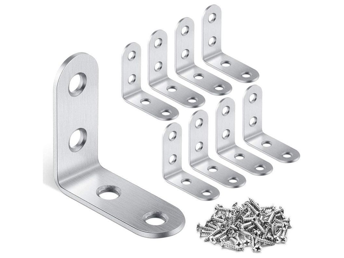 16 Piezas De Angular 90 Grados 40x40mm Acero Inoxidable Con 64 Tornillos Para Muebles Reparación