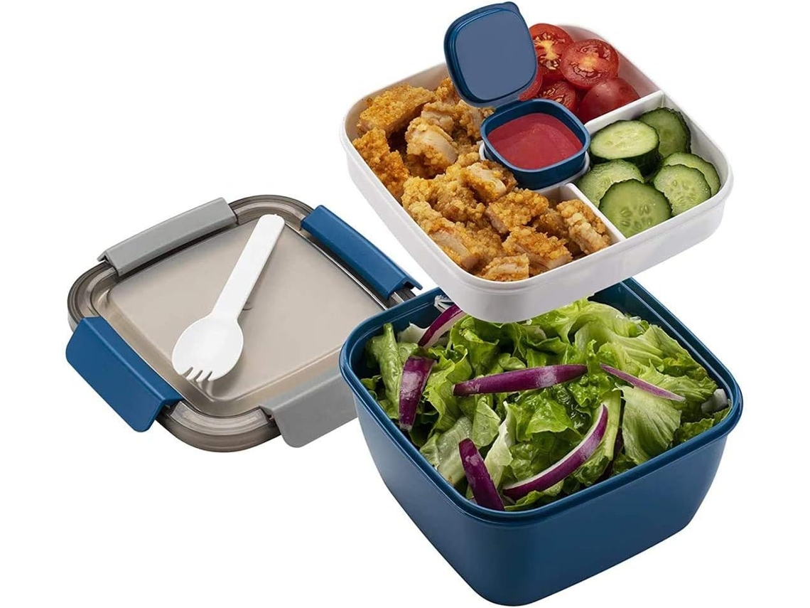 Lancheira Bento Azul Compartimentos, A Prueba De Fugas, Lavaplatos, Para Escuela/trabajo