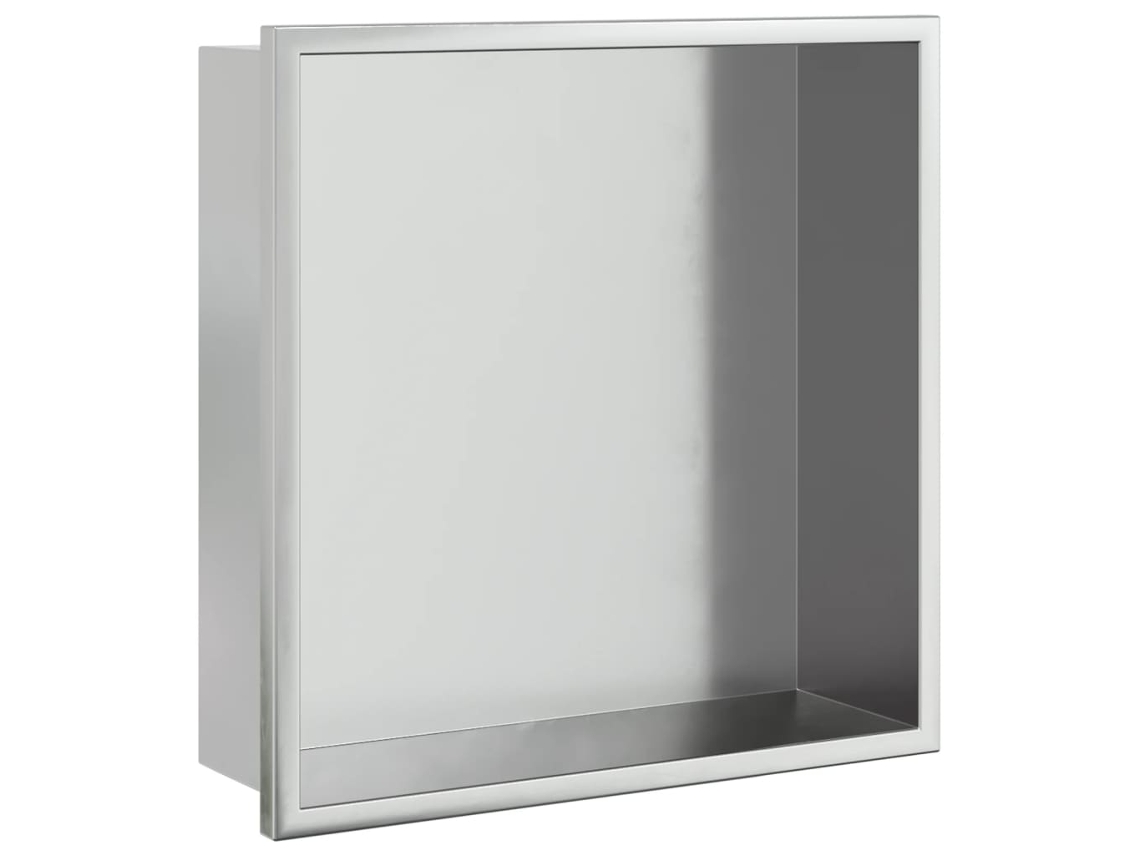 Nicho de pared para ducha MAISON EXCLUSIVE en acero inoxidable cepillado plata 32x32x9 cm