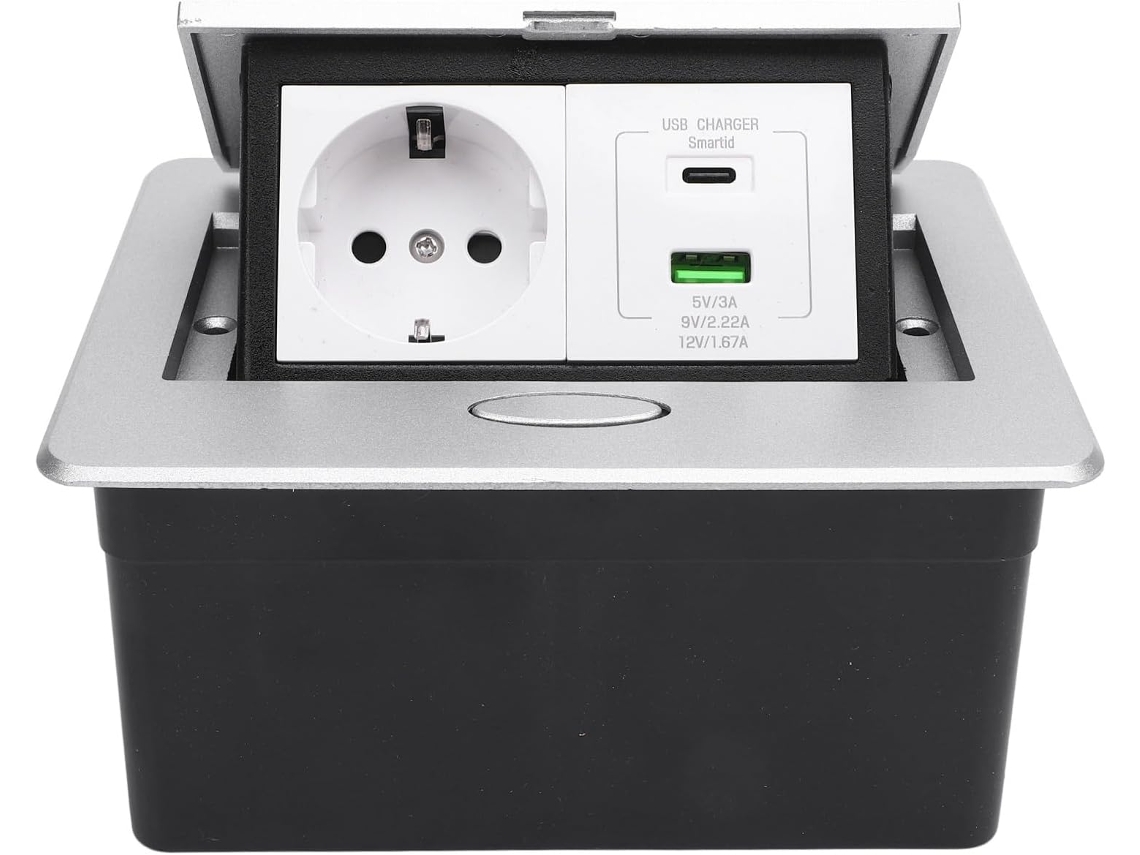 Caja De Conexiones Multitoma De Alta Resistencia Con Puertos Usb A Y C Para La Oficina.