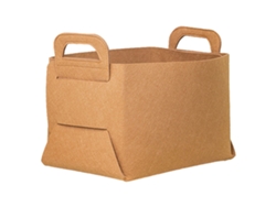 Cesta De Almacenamiento Plegable De Fieltro Con Asas Para El Hogar, Marrón, Mediana, 25x18x15cm