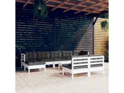 Conjunto de jardín de 10 piezas con cojines de pino blanco de DKD Home Decor