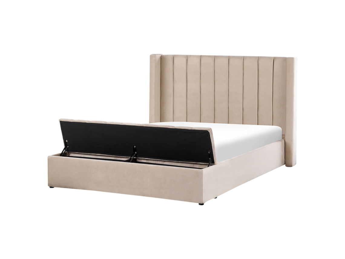 Cama de agua BELIANI Noyers de Terciopelo Beige 190x247x132