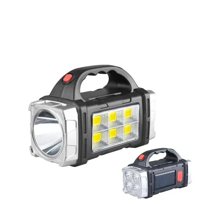 Potente linterna LED de 2024 lúmenes, recargable por USB y solar, con COB, portátil para acampar y buscar, también funciona como banco de energía. Viewleaf