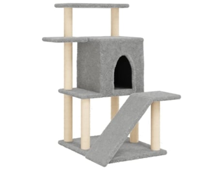 Rascador para gatos con postes de sisal gris claro VIDAXL (97 cm)