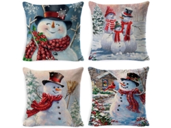 4 Fundas De Almohada Decorativas De Lino De 45x45 Cm Con Motivos Navideños Para Coches Y Sofás.