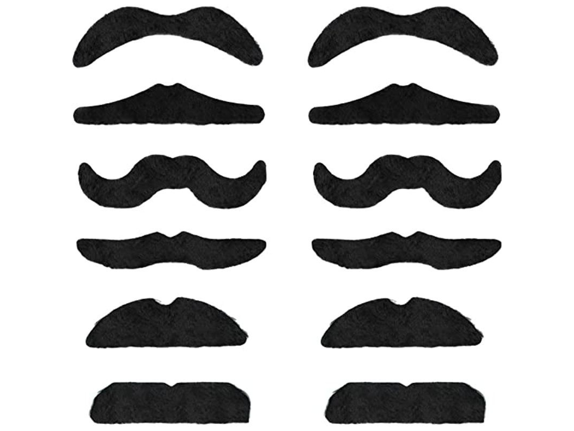 Juego De 12 Barbas Postizas Autoadhesivas Para Disfraces Con Estilos Surtidos.